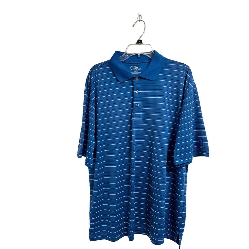 PGA Tour Blue with Black and Gray Stripes ‎ Men's Polo XL